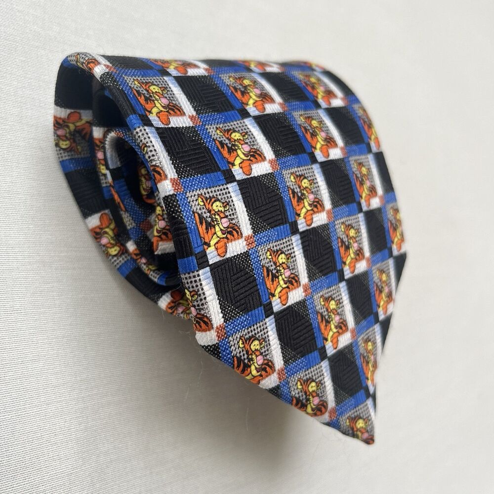 DISNEY WINNIE THE POOH BEAR/TIGGER BLACK/WHITE/YELLOW POLYESTER TIE - NECK TIE